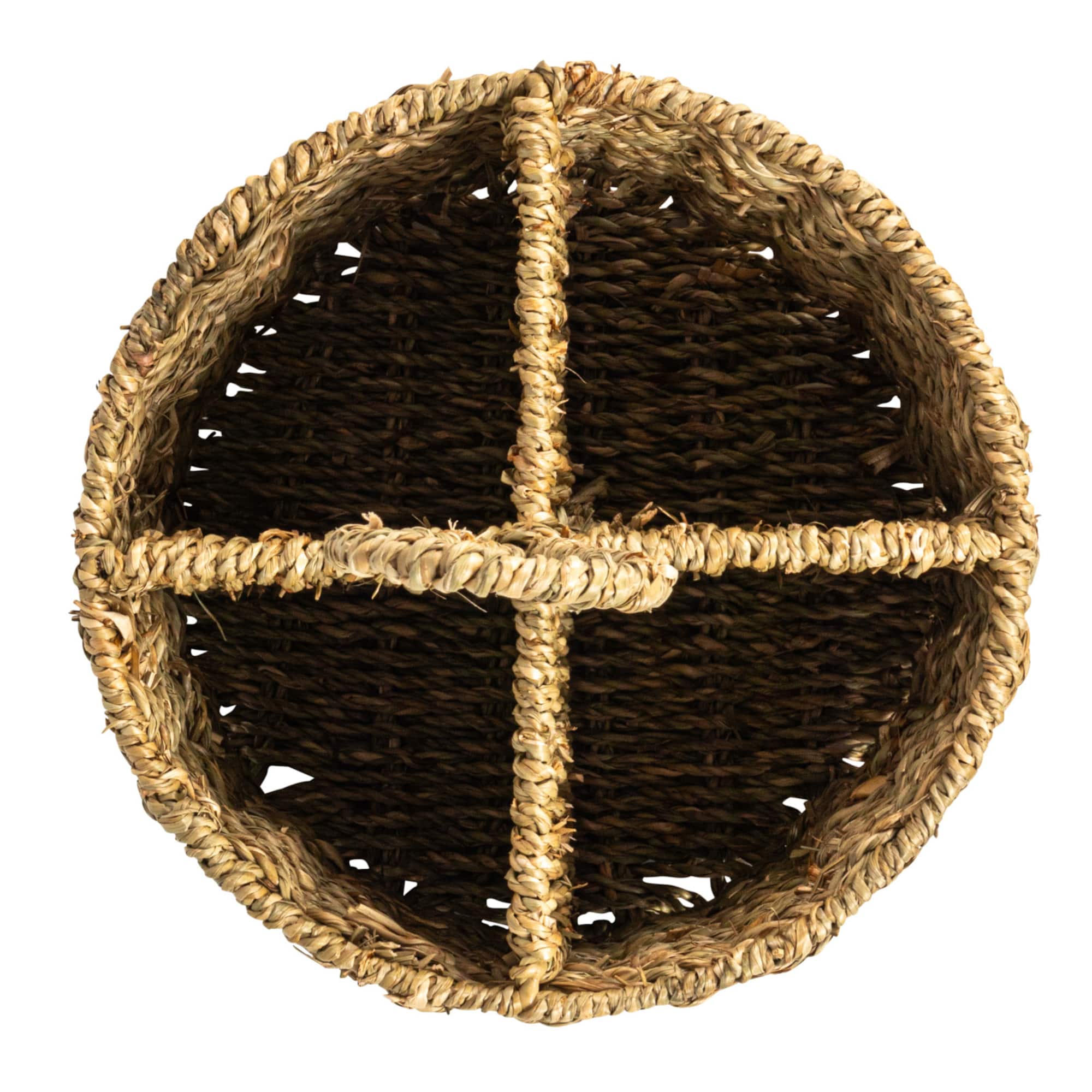 Hello Honey® 11.5" Natural Round Seagrass 4-Section Caddy